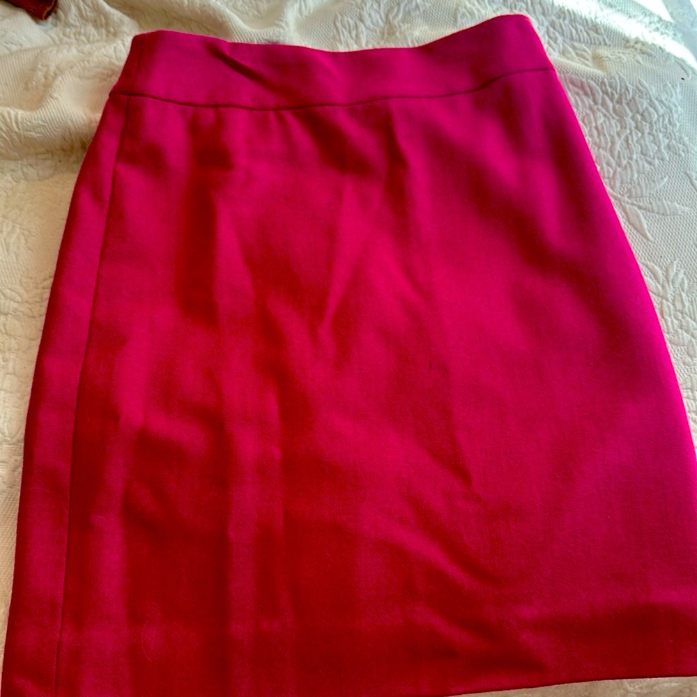 Bright pink wool blend j crew pencil skirt